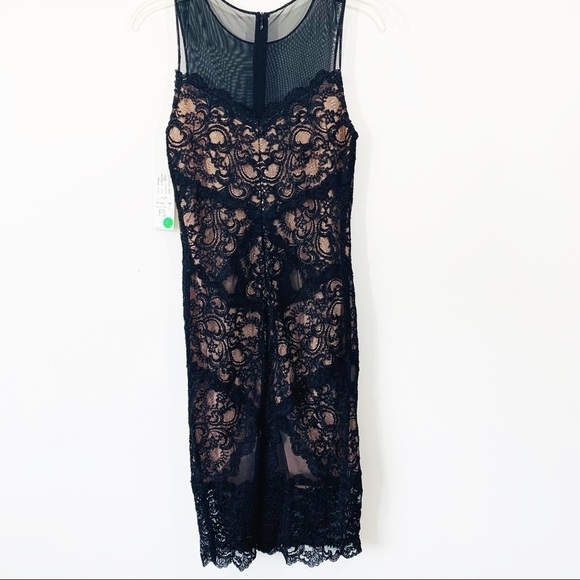 NWT ARTLIER NICOLE MILLER BLACK LACE MESH COCKTAIL DRESS - Picture 1 of 8